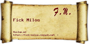 Fick Milos névjegykártya